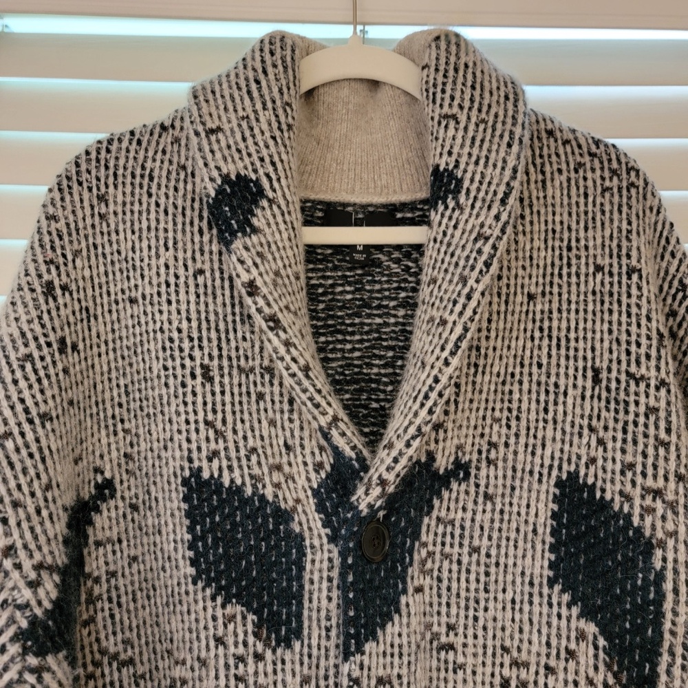 Banana Republic Shawl Collar Cardigan Medium Wool Blue Grey Thick Knit NWOT NEW - Picture 3 of 8